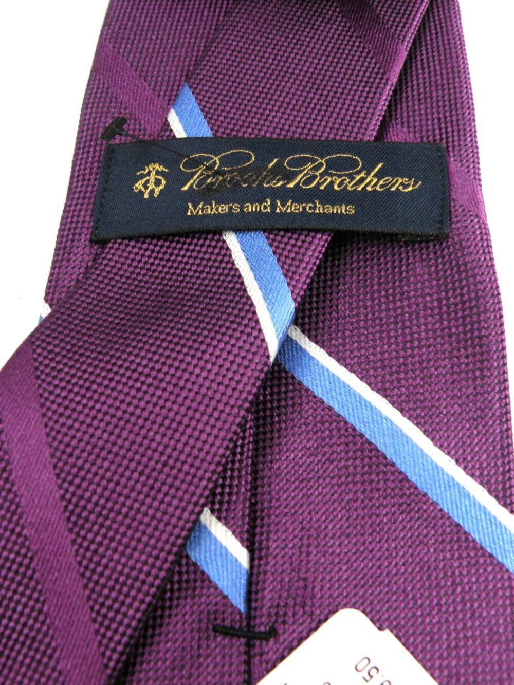 Brooks Brothers Necktie Purple Blue White Striped Classic Business Dress Tie NEW
